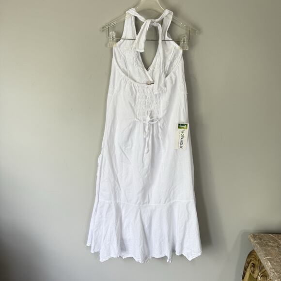 Giocam Halter Embroidered Asymm Smocked Babydoll Midi Sundress Beach M Y2K New - Picture 3 of 6